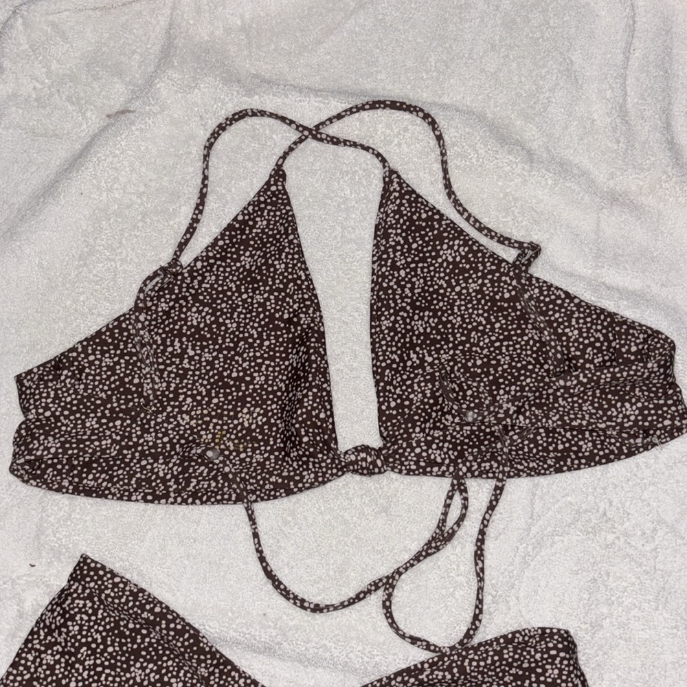 Skatie Dark Brown Micro Dot V-Waist Bikini Set - Picture 4 of 7